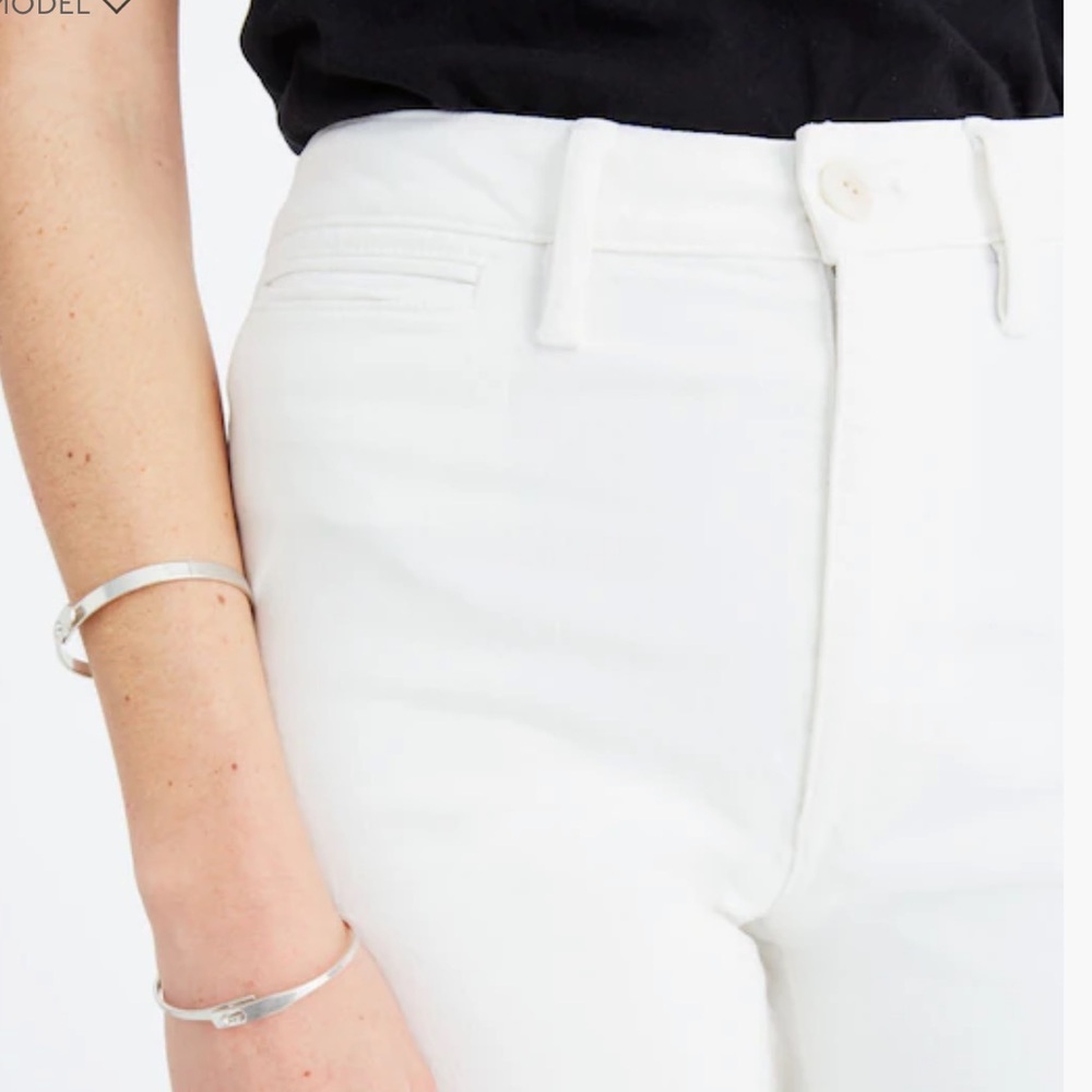 Madewell Emmett Wide Leg Crop Jeans in Tile White High Rise Women's Size 28 - Picture 12 of 12